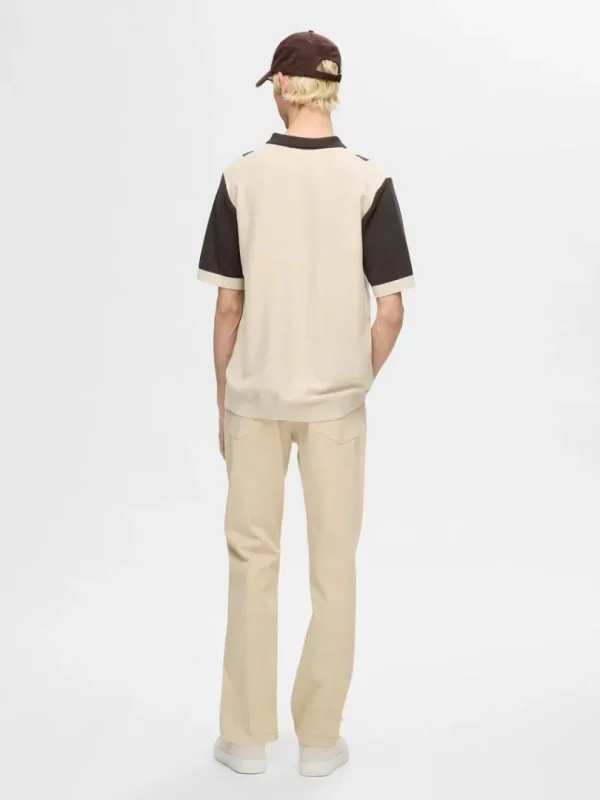 Poloer | Strik>SELECTED MED FARVEBLOKKE STRIKKET POLOSHIRT Brown