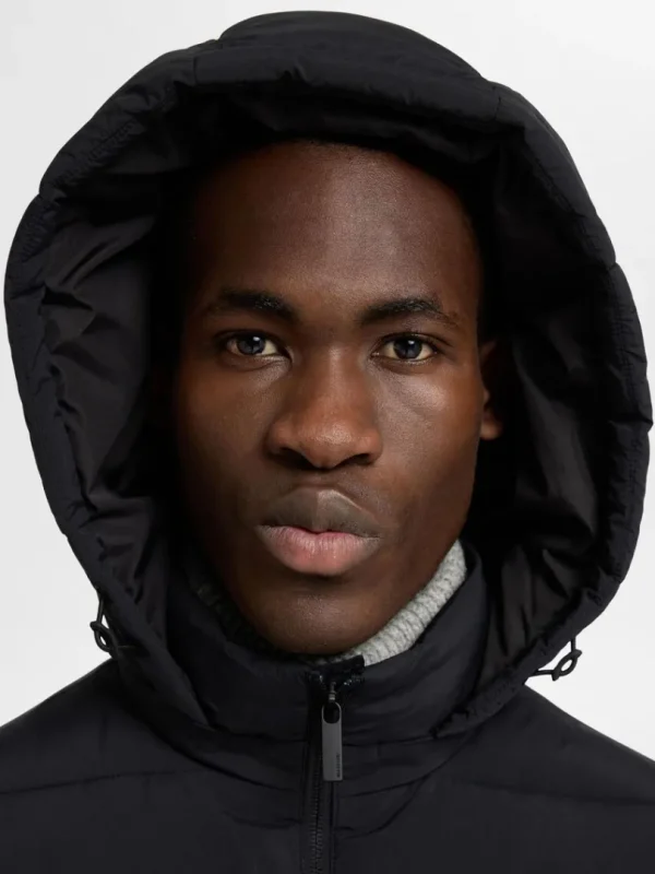 Overtøj>SELECTED MED HÆTTE PUFFERJAKKE Black
