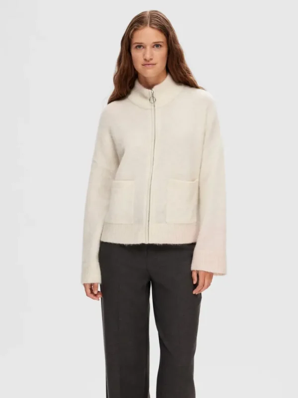 Strik>SELECTED MED LYNLÅS CARDIGAN Beige