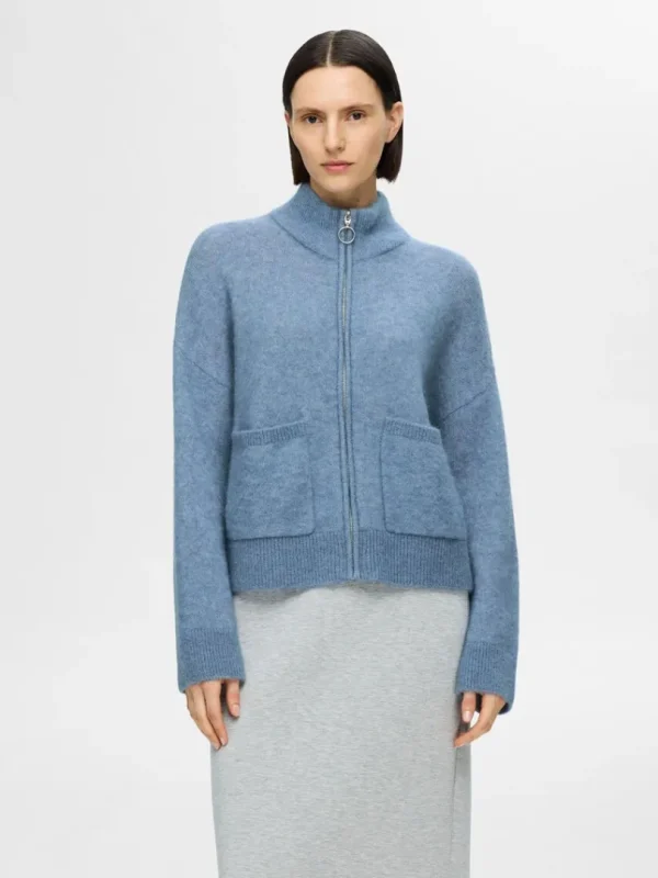 Strik>SELECTED MED LYNLÅS CARDIGAN Blue