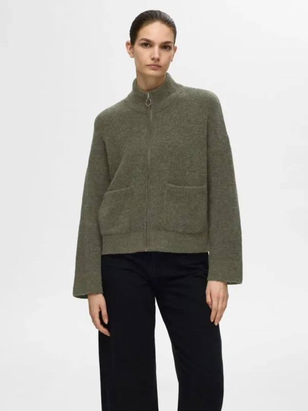 Strik>SELECTED MED LYNLÅS CARDIGAN Green
