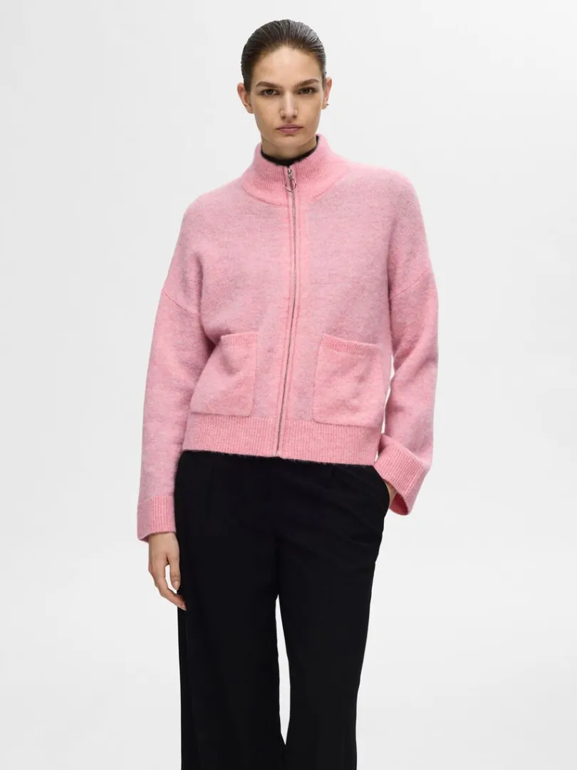 med_lynls_cardigan_0-4.webp Strik>SELECTED MED LYNLÅS CARDIGAN Pink