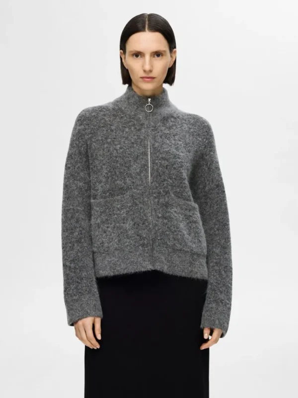 Strik>SELECTED MED LYNLÅS CARDIGAN Grey