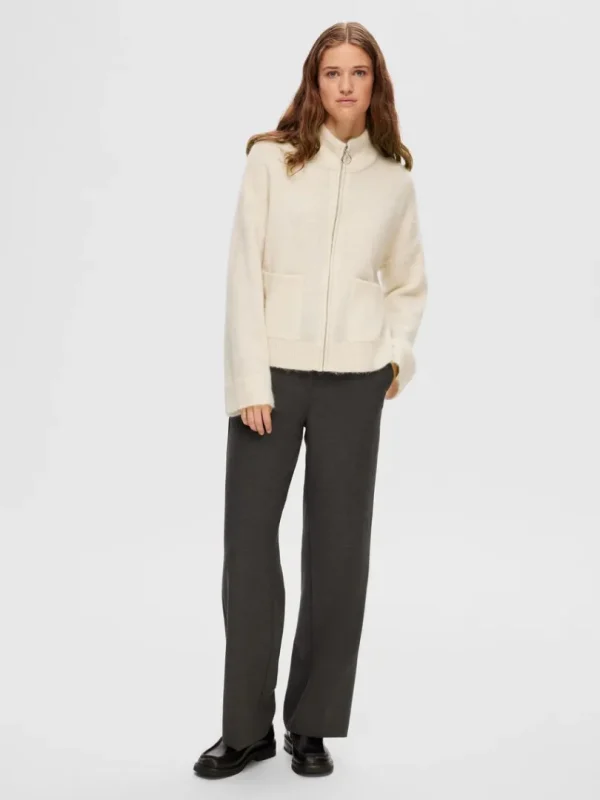 Strik>SELECTED MED LYNLÅS CARDIGAN Beige
