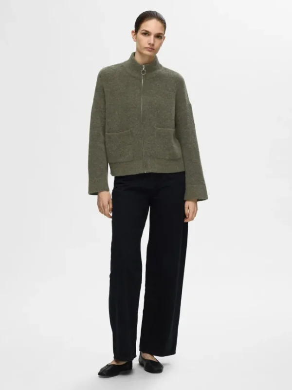 Strik>SELECTED MED LYNLÅS CARDIGAN Green