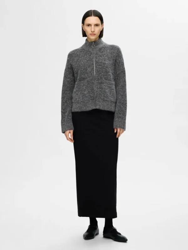 Strik>SELECTED MED LYNLÅS CARDIGAN Grey