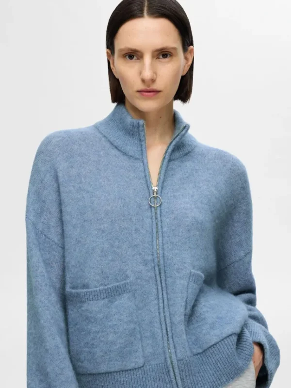 Strik>SELECTED MED LYNLÅS CARDIGAN Blue