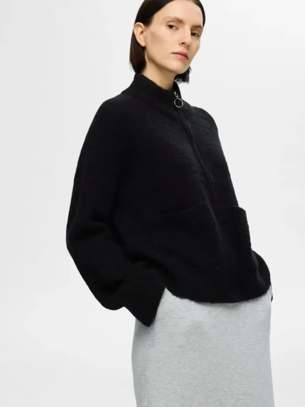 Strik>SELECTED MED LYNLÅS CARDIGAN Black