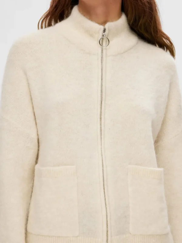 Strik>SELECTED MED LYNLÅS CARDIGAN Beige