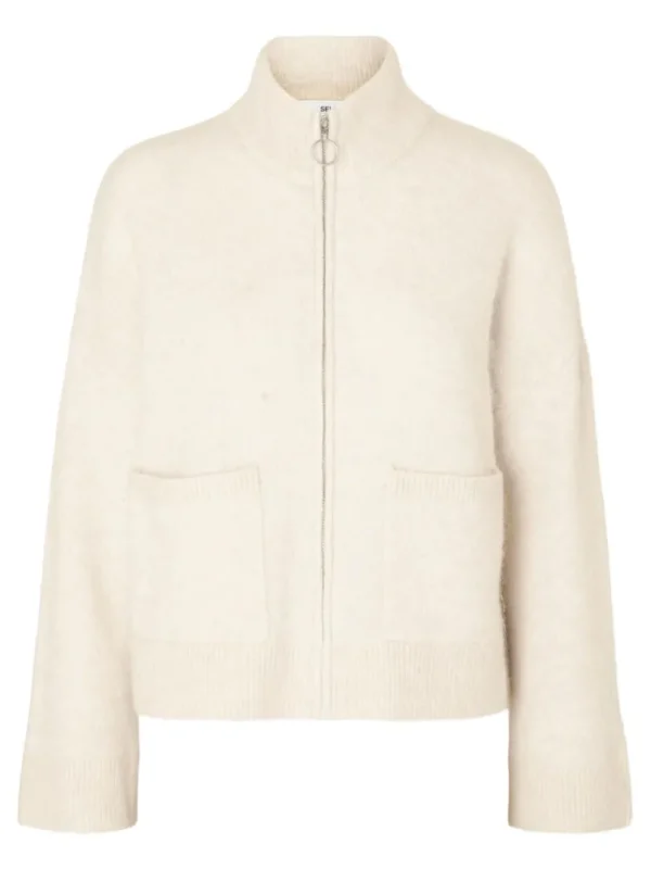 Strik>SELECTED MED LYNLÅS CARDIGAN Beige
