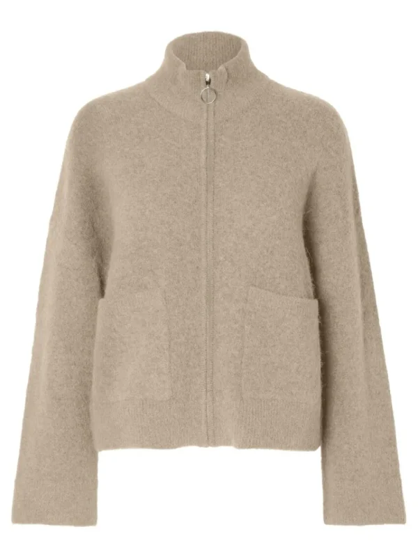 Strik>SELECTED MED LYNLÅS CARDIGAN Beige