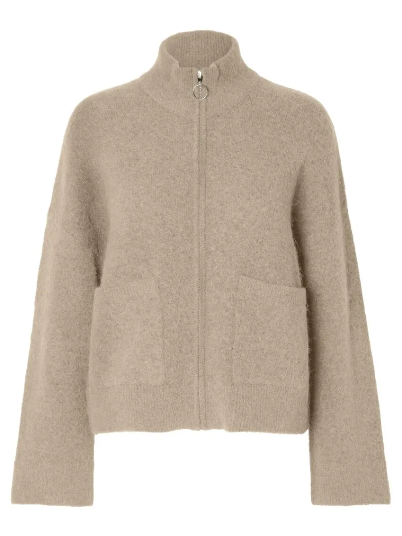 med_lynls_cardigan_5-5.webp Strik>SELECTED MED LYNLÅS CARDIGAN Beige