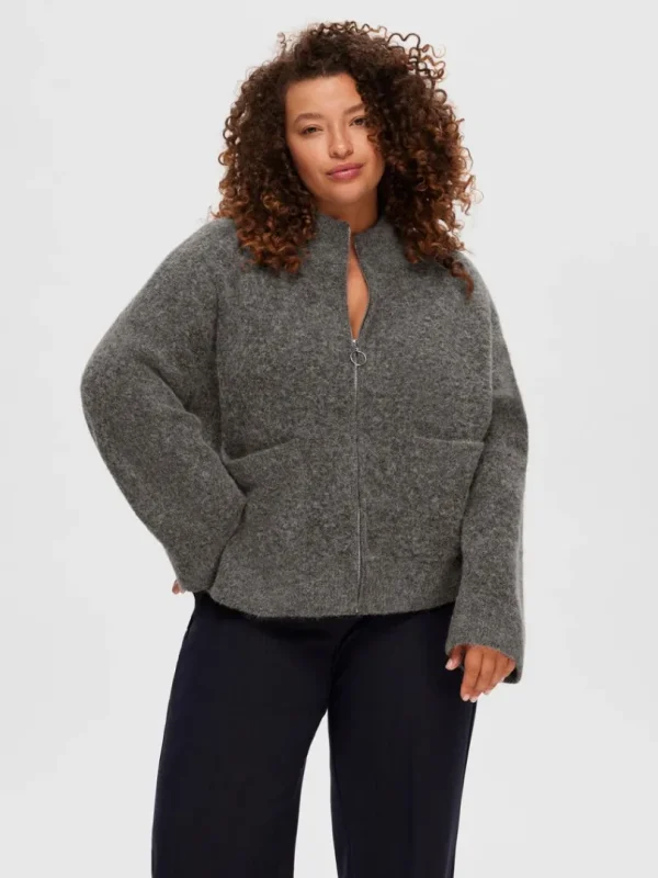 Strik>SELECTED MED LYNLÅS CARDIGAN Grey