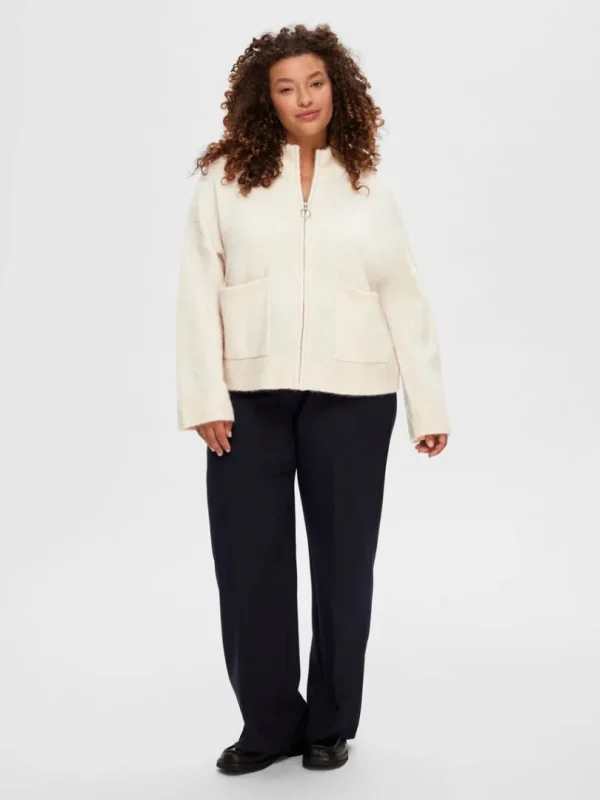 Strik>SELECTED MED LYNLÅS CARDIGAN Beige