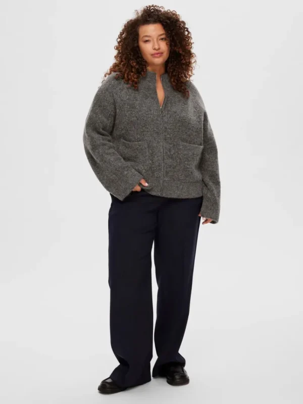 Strik>SELECTED MED LYNLÅS CARDIGAN Grey