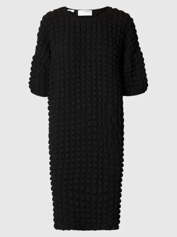 Kjoler>SELECTED MED TEKSTUR MIDIKJOLE Black