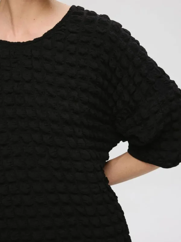 Toppe Og Bluser>SELECTED MED TEKSTUR TOP MED 3/4-ÆRMER Black