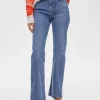 Jeans>SELECTED MELLEMBLÅ VASK HØJTALJEDE JEANS Blue