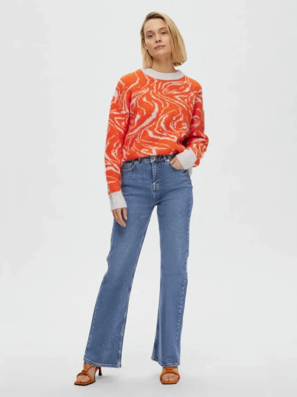 Jeans>SELECTED MELLEMBLÅ VASK HØJTALJEDE JEANS Blue
