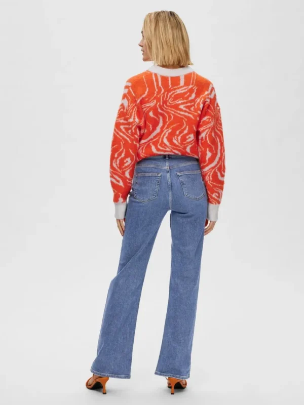 Jeans>SELECTED MELLEMBLÅ VASK HØJTALJEDE JEANS Blue