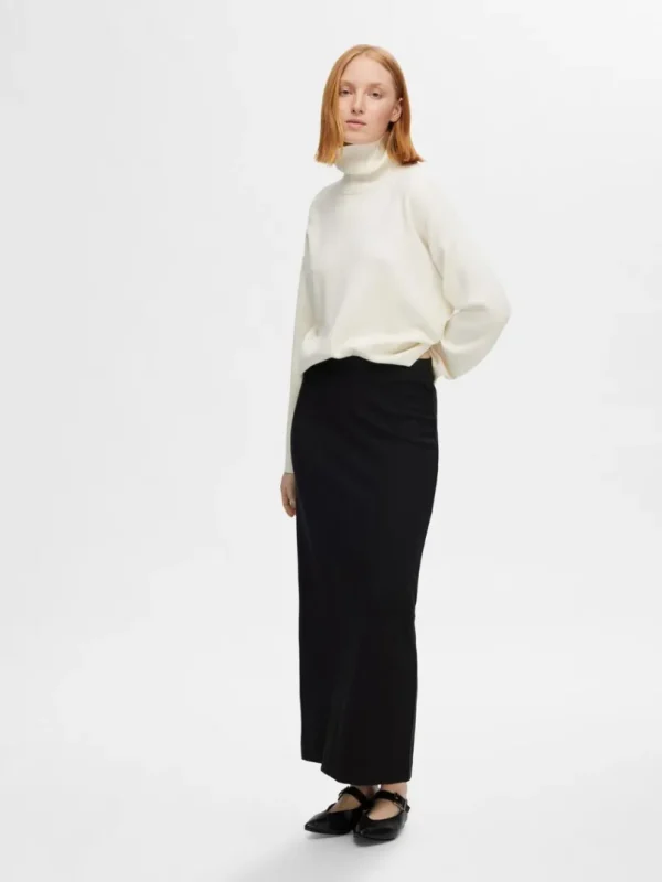 Nederdele>SELECTED MELLEMHØJ TALJE MAXINEDERDEL Black