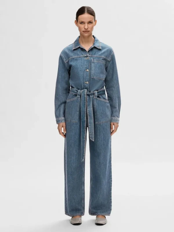 Kjoler>SELECTED MELLEMVASK DENIM BUKSEDRAGT Blue