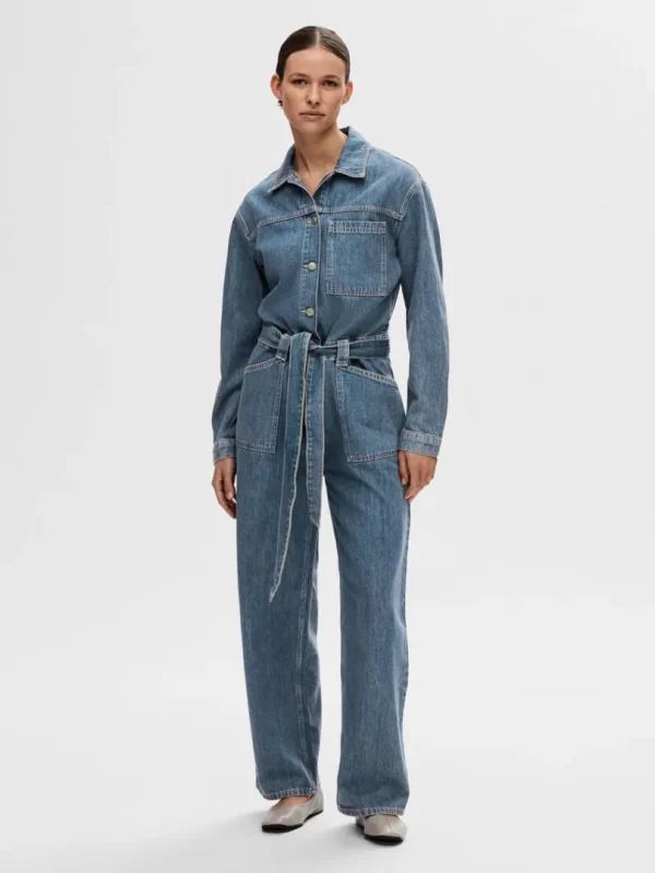 Kjoler>SELECTED MELLEMVASK DENIM BUKSEDRAGT Blue