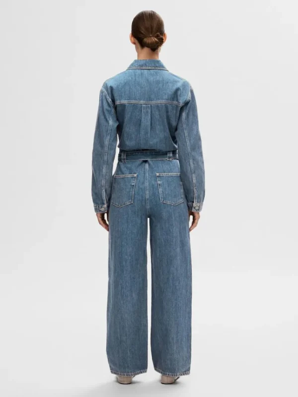 Kjoler>SELECTED MELLEMVASK DENIM BUKSEDRAGT Blue