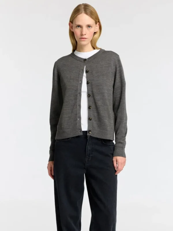 Strik>SELECTED 100% MERINOULD CARDIGAN Grey
