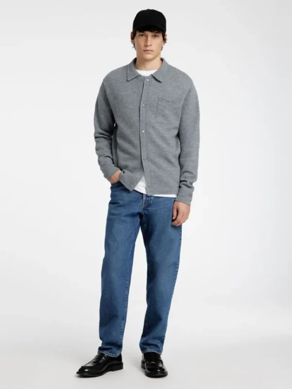 Strik>SELECTED 100% MERINOULD CARDIGAN Grey