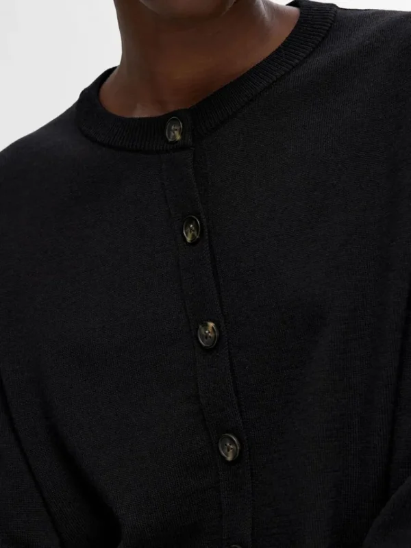 Strik>SELECTED 100% MERINOULD CARDIGAN Black