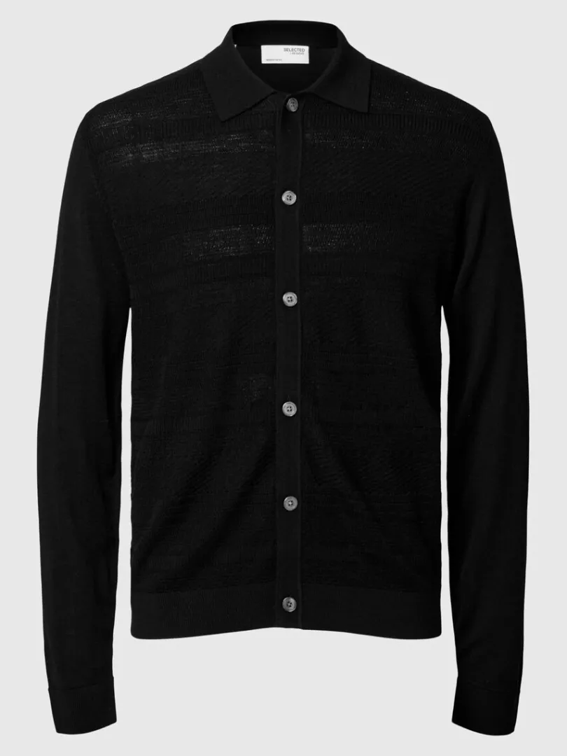 merinould_cardigan_4-3.webp Strik>SELECTED 100% MERINOULD CARDIGAN Black