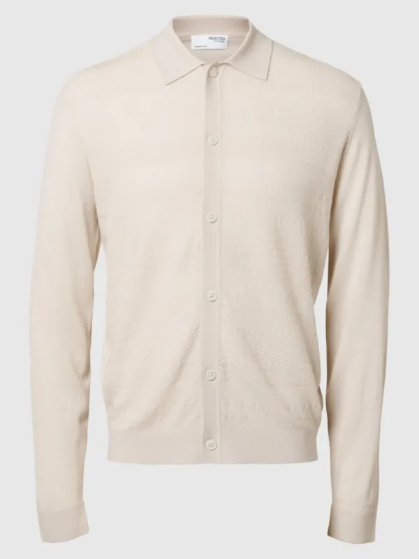 Strik>SELECTED 100% MERINOULD CARDIGAN Beige