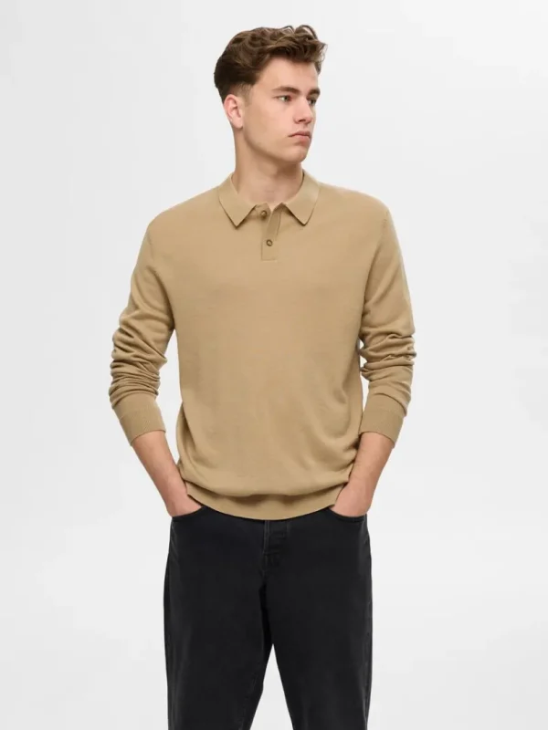 Strik>SELECTED 100% MERINOULD POLO Brown