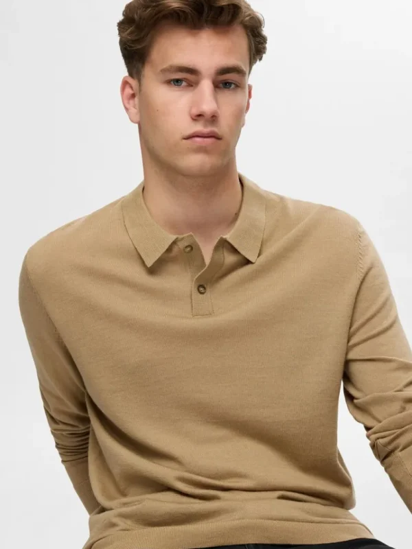 Strik>SELECTED 100% MERINOULD POLO Brown