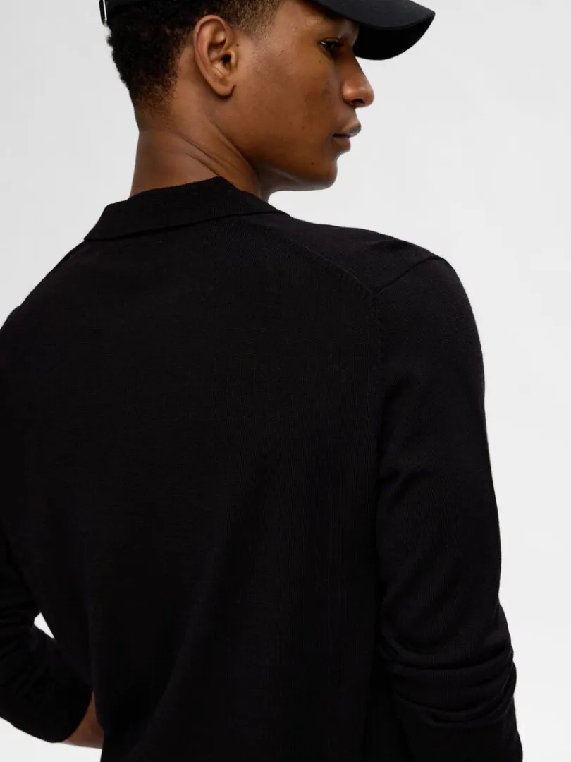 merinould_polo_2.webp Strik>SELECTED 100% MERINOULD POLO Black