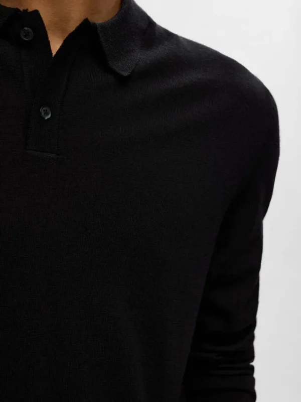 Strik>SELECTED 100% MERINOULD POLO Black