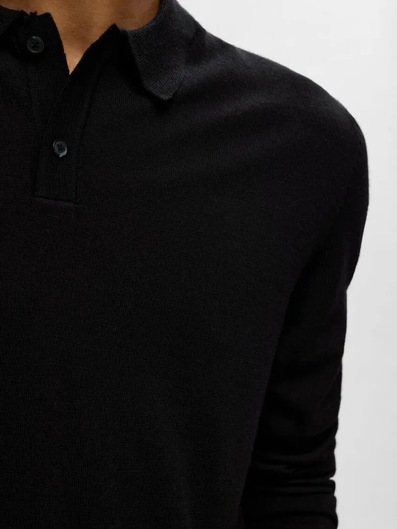 merinould_polo_3.webp Strik>SELECTED 100% MERINOULD POLO Black