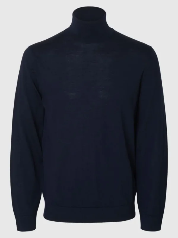 Strik>SELECTED 100% MERINOULD RULLEKRAVE Blue