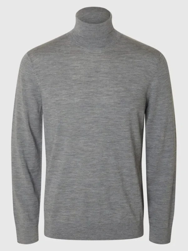 Strik>SELECTED 100% MERINOULD RULLEKRAVE Grey