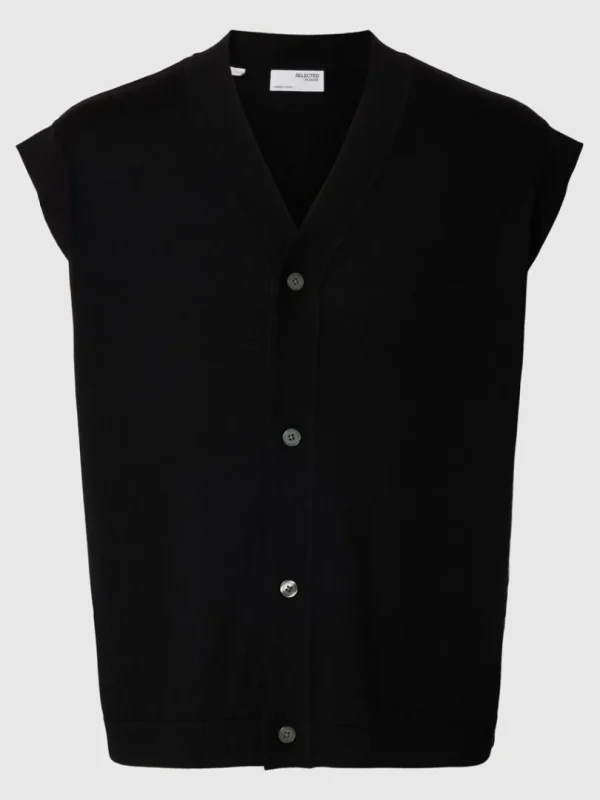Overtøj>SELECTED 100% MERINOULD STRIK VEST Black