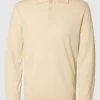 Strik>SELECTED 100% MERINOULD STRIKKET POLOSHIRT Beige