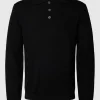Strik>SELECTED 100% MERINOULD STRIKKET POLOSHIRT Black