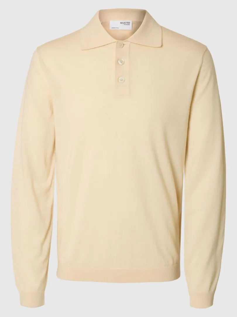 merinould_strikket_polos_0.webp Strik>SELECTED 100% MERINOULD STRIKKET POLOSHIRT Beige
