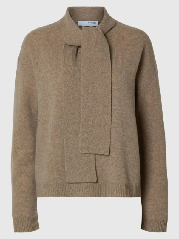 Strik>SELECTED 100% MERINOULD STRIKTRØJE Brown