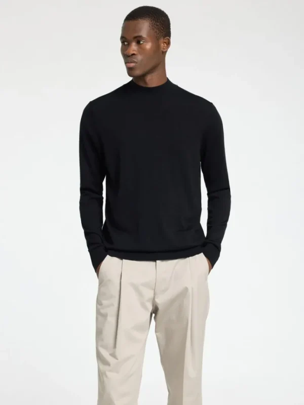 Strik>SELECTED 100% MERINOULD SWEATER MED HØJ HALS Black