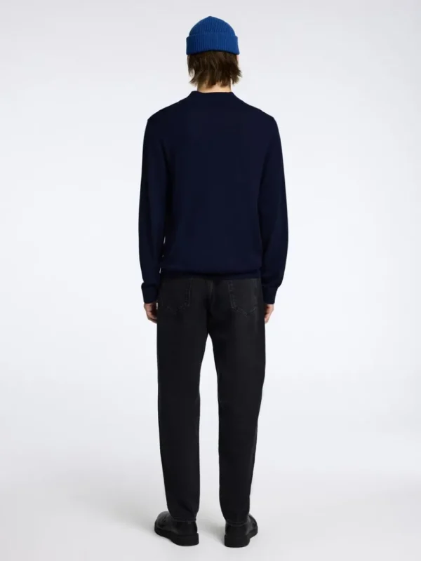Strik>SELECTED 100% MERINOULD SWEATER MED HØJ HALS Blue