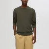 Strik>SELECTED 100% MERINOULD SWEATER MED RUND HALS Green