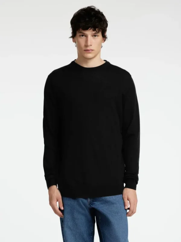 Strik>SELECTED 100% MERINOULD SWEATER MED RUND HALS Black