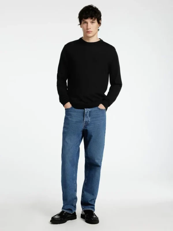 Strik>SELECTED 100% MERINOULD SWEATER MED RUND HALS Black
